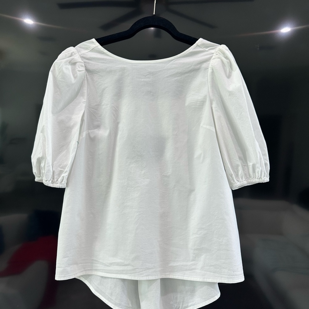 H by Halston‎ White Boxy 3/4 Sleeve Blouse